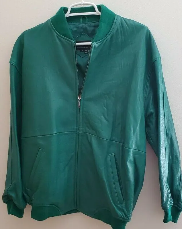 Pelle Pelle New York Milano Green Leather Bomber Jacket