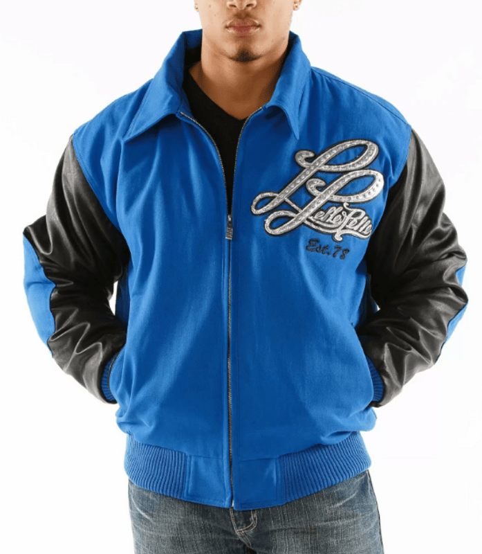 Pelle Pelle Notorious Blue and Black Varsity Jacket