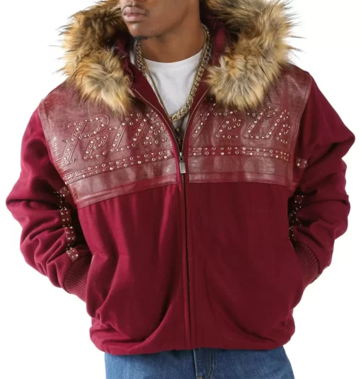 Pelle Pelle Red Supreme Club Hood Wool Leather Jacket