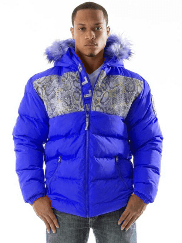 Pelle Pelle Snakeskin Bubble Blue Coat