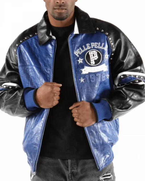 Pelle Pelle Soda Club Blue & Black Leather Jacket