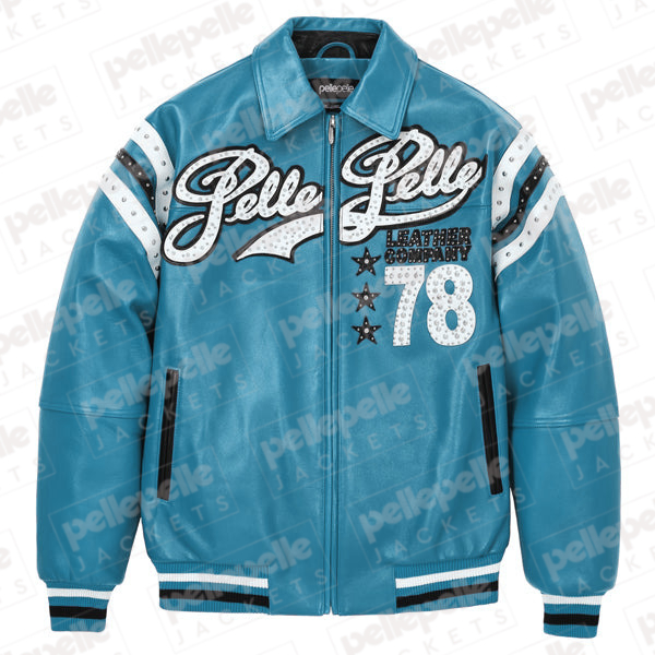 Pelle-Pelle-Turquoise-Encrusted-Varsity-Plush-Jacket.jpg Pelle Pelle Turquoise Encrusted Varsity Jacket - Image 1