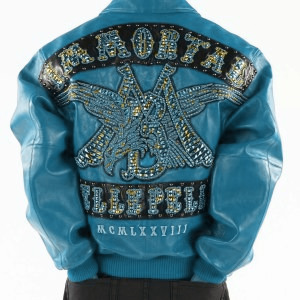 Pelle-Pelle-Turquoise-Immortal-Studded-Leather-Jacket-.jpg Pelle Pelle Turquoise Immortal Studded Leather Jacket - Image 1
