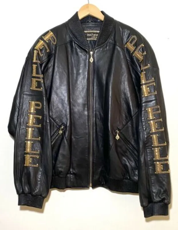 Pelle Pelle Vintage Marc Buchanan Black Gold Leather Jacket