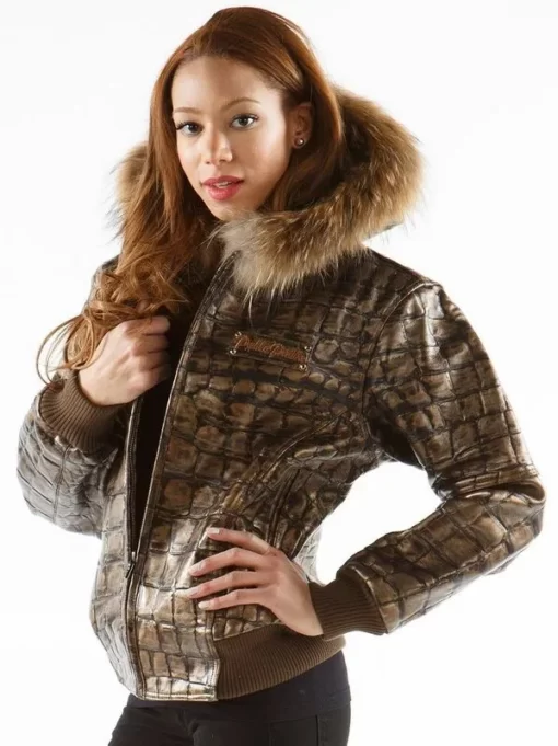 Pelle-Pelle-Women-Crocodile-Skin-Brown-Leather-Jacket.webp Pelle Pelle Women Crocodile Skin Brown Leather Jacket