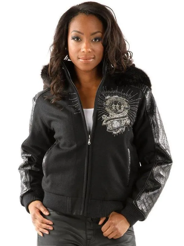 Pelle Pelle Womens Vintage Varsity Black Leather Jacket
