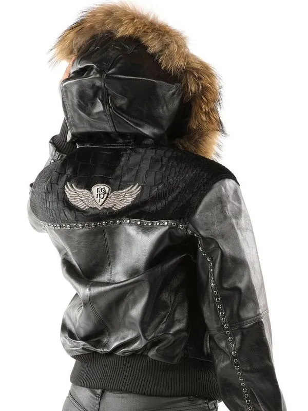 Pelle Pelle Womens Black Winged Leather Jacket