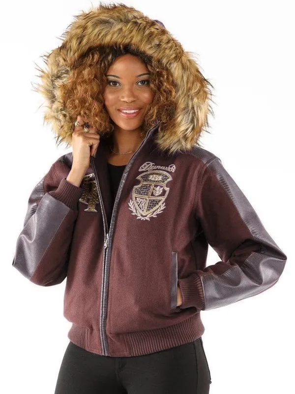 Pelle Pelle Womens Dynasty Maroon Hooded Jacket