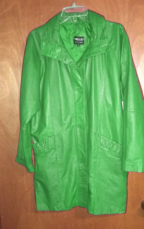 Pelle Pelle Womens Green Long Leather Coat