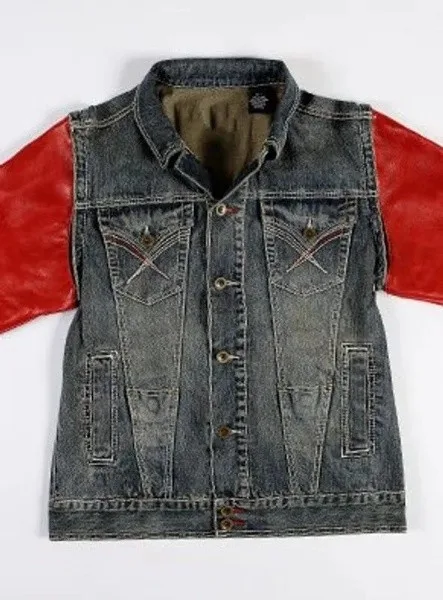 Pelle Pelle Womens Light Blue With Red Sleeves Denim Jacket