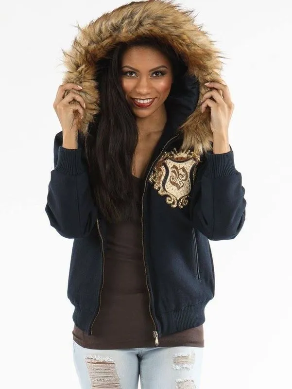 Pelle Pelle Womens Signature Blue Wool Jacket