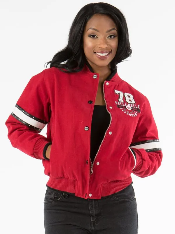 Pelle Pelle Womens Superior Red Varsity Jacket