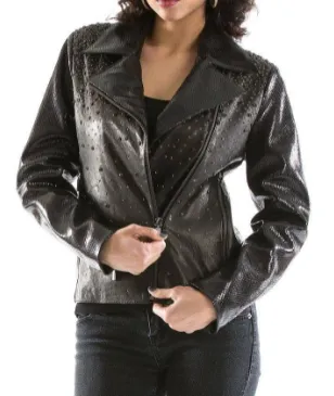 Pelle Pelle Womens Studded Black Leather Jacket