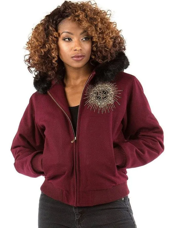 Pelle Pelle Womens Varsity Maroon Wool Jacket