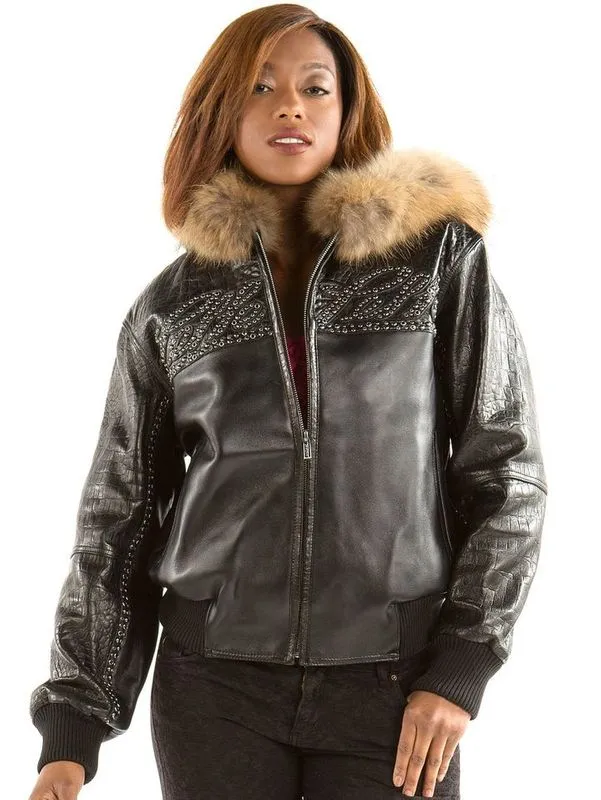 Pelle Pelle Womens Vintage Black Hooded Jacket
