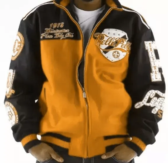 Pelle Pelle World Mustard and Black Varsity Jacket