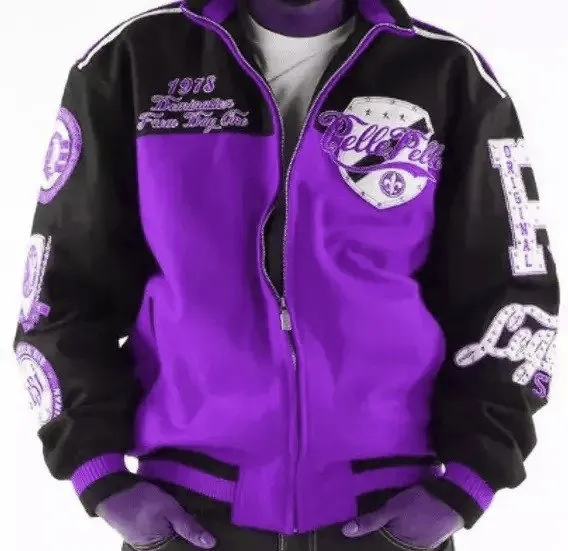 Pelle Pelle World Purple and Black Varsity Jacket
