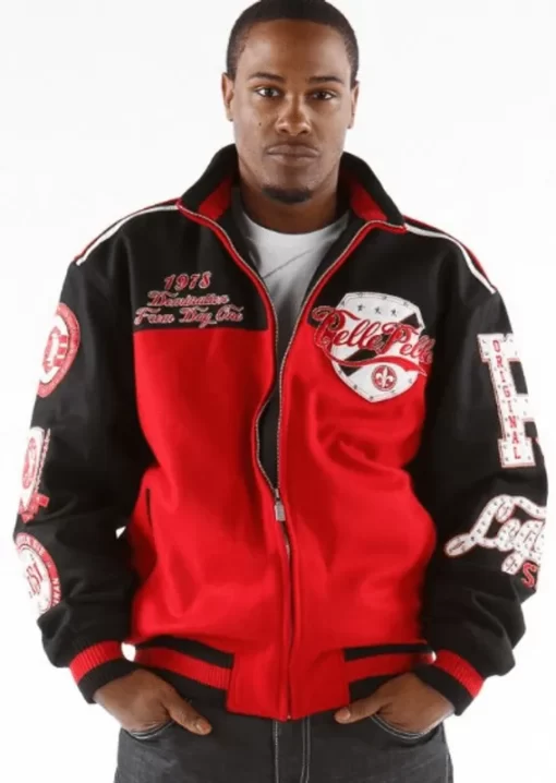 Pelle Pelle World Red And Black Varsity Jacket