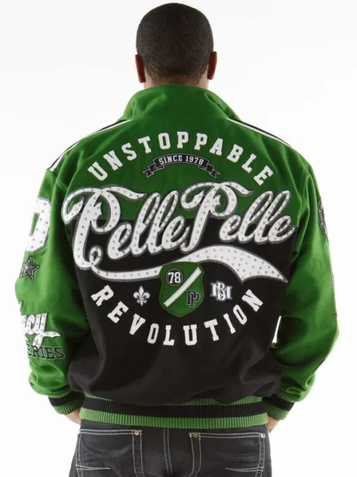 Unstoppable Pelle Pelle Revolution Green Varsity Jacket
