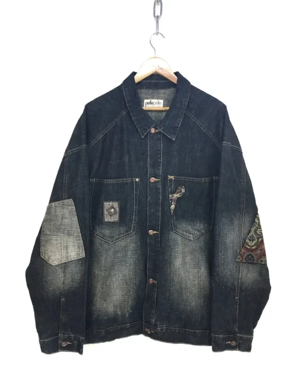 Vintage 90s Pelle Pelle Marc Buchanan Patchwork Denim Jacket