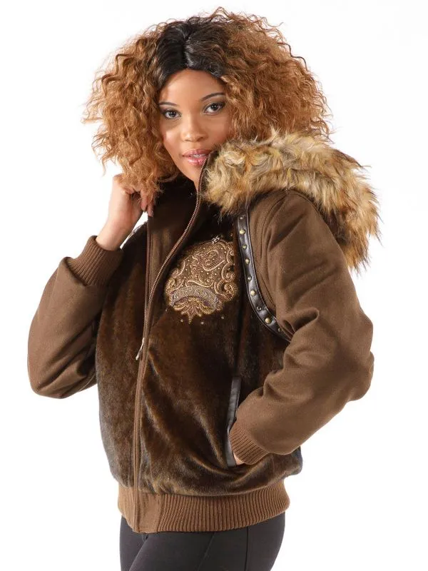 Vintage Womens Pelle Pelle MB Brown Wool Jacket