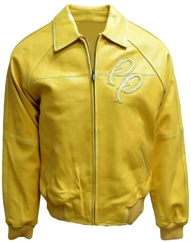 Yellow Pelle Pelle Bomber Leather Jacket