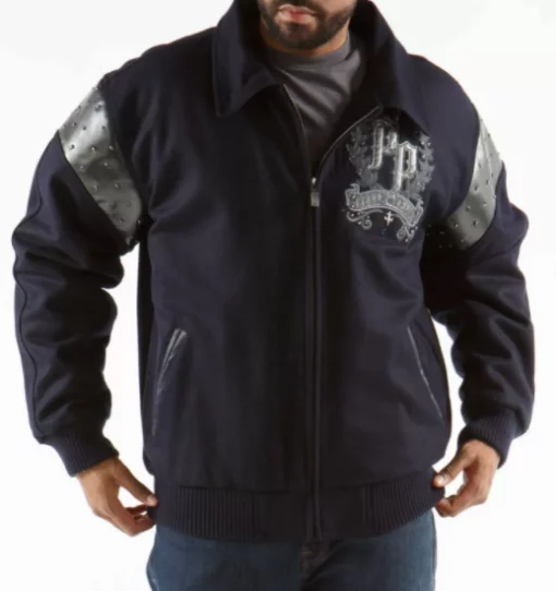 Pelle Pelle Blue Wool Live Like A King Jacket