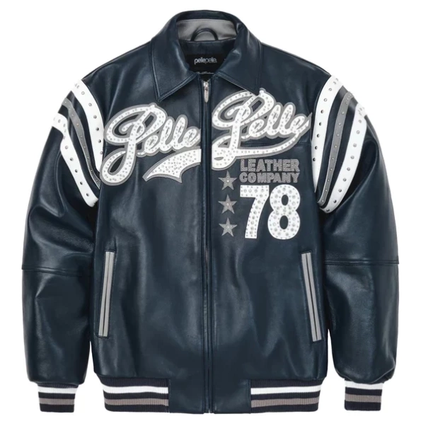 Pelle Pelle Encrusted Varsity Plush Navy