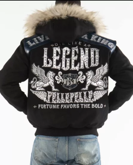 Pelle Pelle Fur Hood Black Live Like A King Wool Jacket