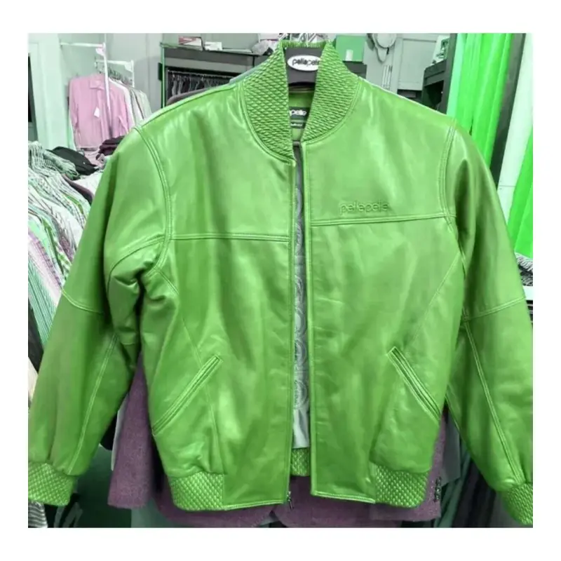 pelle-pelle-1978-green-basic-leather-jacket.webp Pelle Pelle 1978 Green Basic Leather Jacket - Image 1