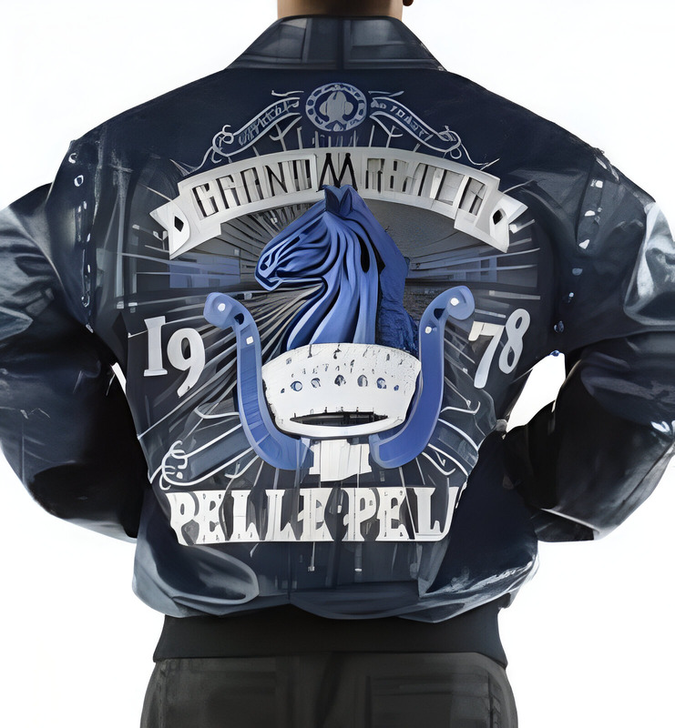 pelle-pelle-blue-grand-master.jpeg Pelle Pelle Blue Grand Master Studded Leather Jacket