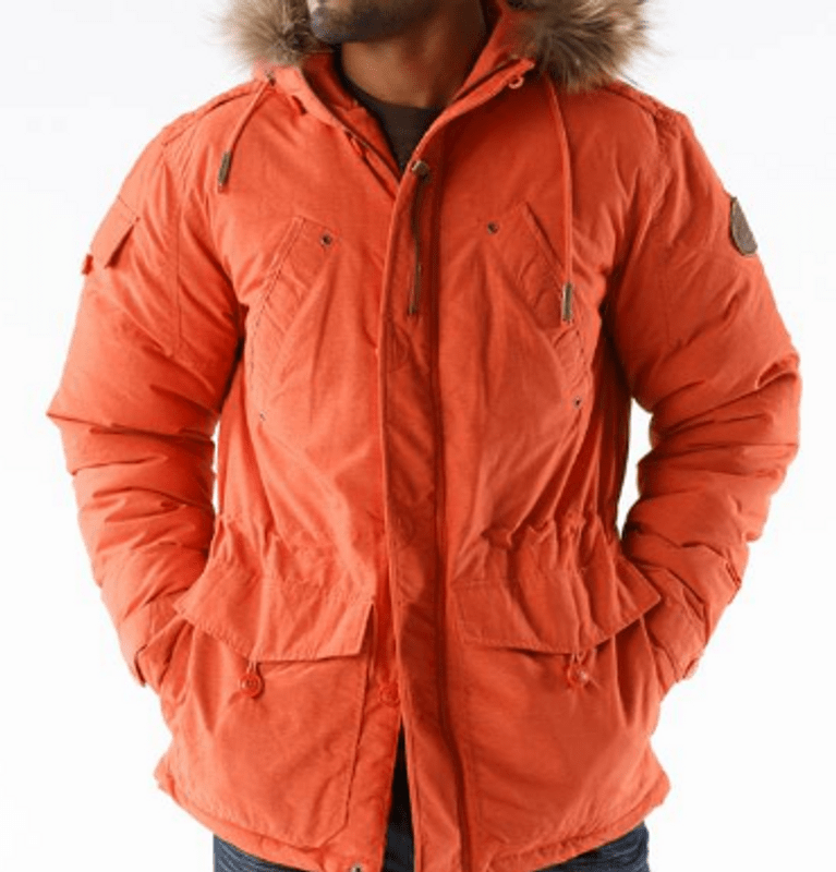 Pelle Pelle Fur Hood Snorkel Orange Puffer Jacket